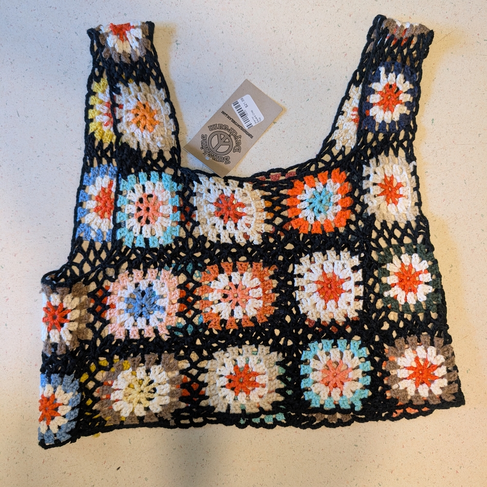 India Boutique Multicolor Crochet Tank Top